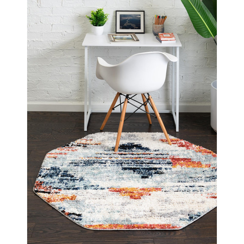 Tapis gris à motif géométrique Tucson, Octogone 7 pi x 7 pi