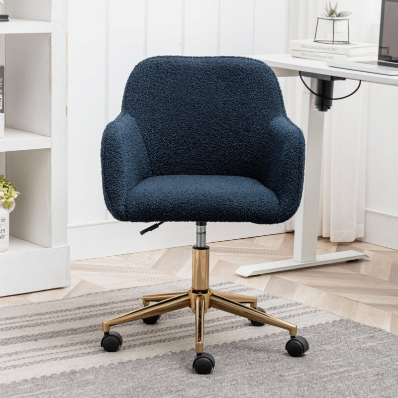 Maxton Velvet Office Chair, Teddy, White