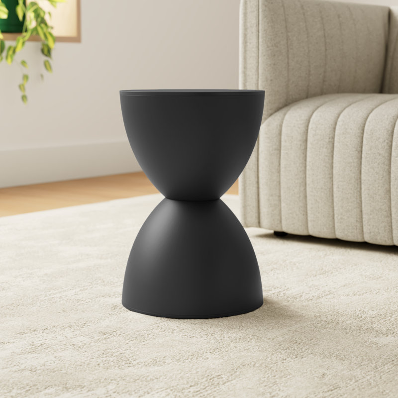 Burgess Water-Resistant Hourglass Plastic Accent Stool, Black
