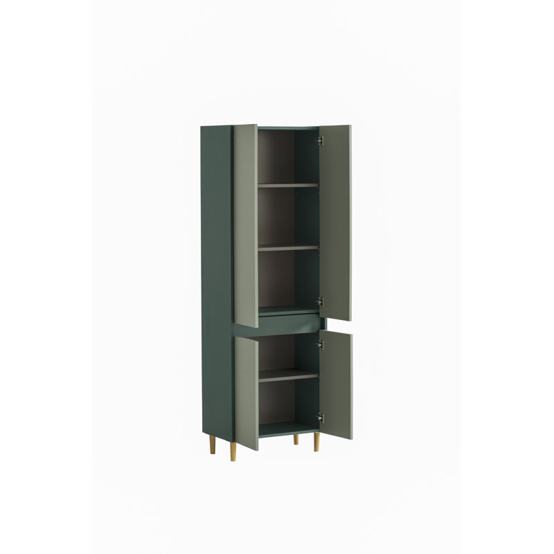 Bowery Freestanding Linen Cabinet, Forest Green/Pistachio