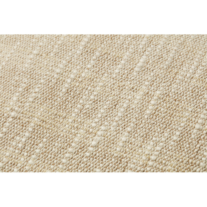 Sand and Natural Woven Cotton Round Throw Pillow