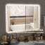 Miroir de salle de bain 38,5 x 25 pouces avec lumières DEL, miroir intelligent avec fonction anti-buée et luminosité réglable, miroir de maquillage mural avec cadre en cristal acrylique