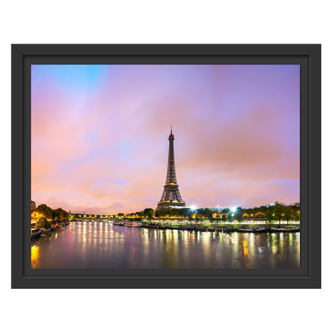 Gerahmtes Wandbild Eifelturm Paris bei Nacht