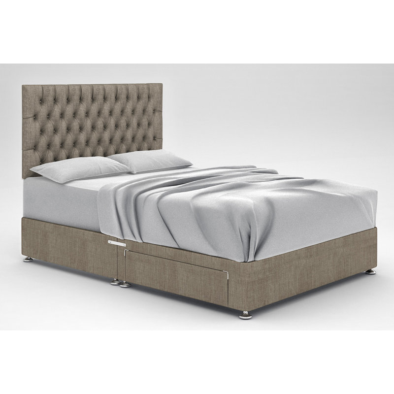 Zawacki Divan Bed Base, Slate, 2 Drawers, Small Double