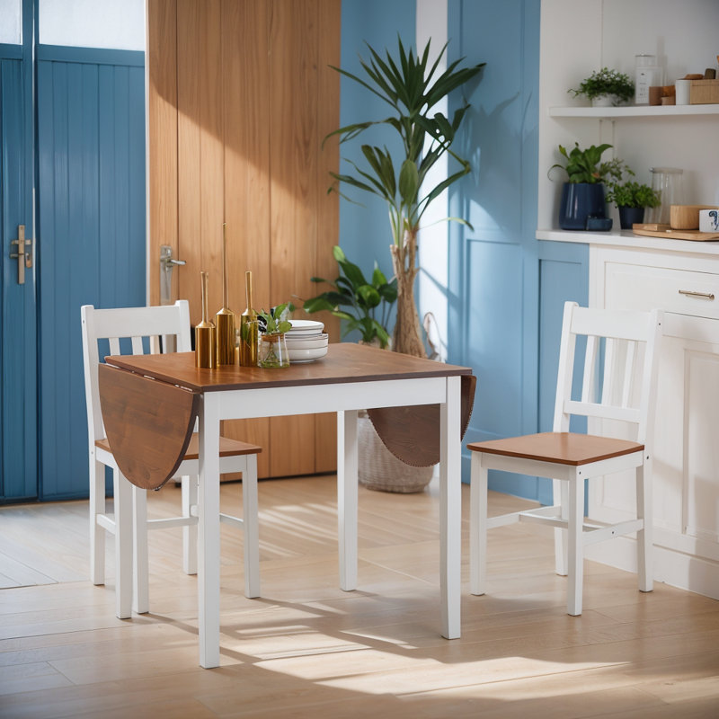 Table pliante en bois massif 55 po - Conception à abattants peu encombrante (brun)
