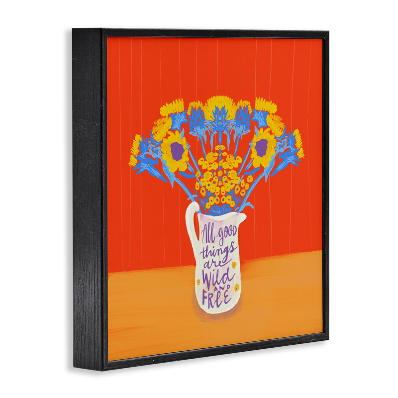All Good Things Bold Florals, estampe numérique, design par Dina Riddle, Giclée encadrée noir minuit, H 12 po x l 12 po