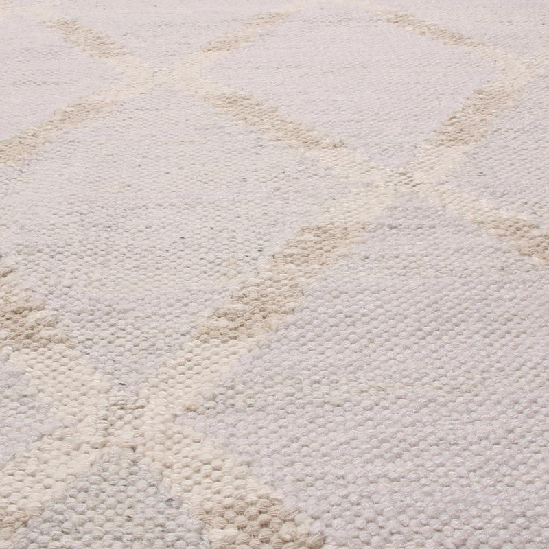 Rug & Kilim’S Scandinavian Beige Gray And Blue Natural Wool Rug, Rectangle 12' x 16'