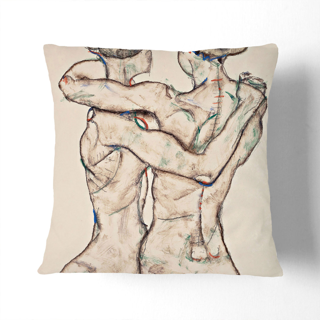 Naked Girls Embracing by Egon Schiele Scatter Cushion with Filling