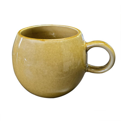 16 oz Large Ceramic Coffee Mug, Lead-Free Big Round Coffee Cup with Handle, Vintage Tea Cup, Microwave & Dishwasher Safe(Harvest Gold)