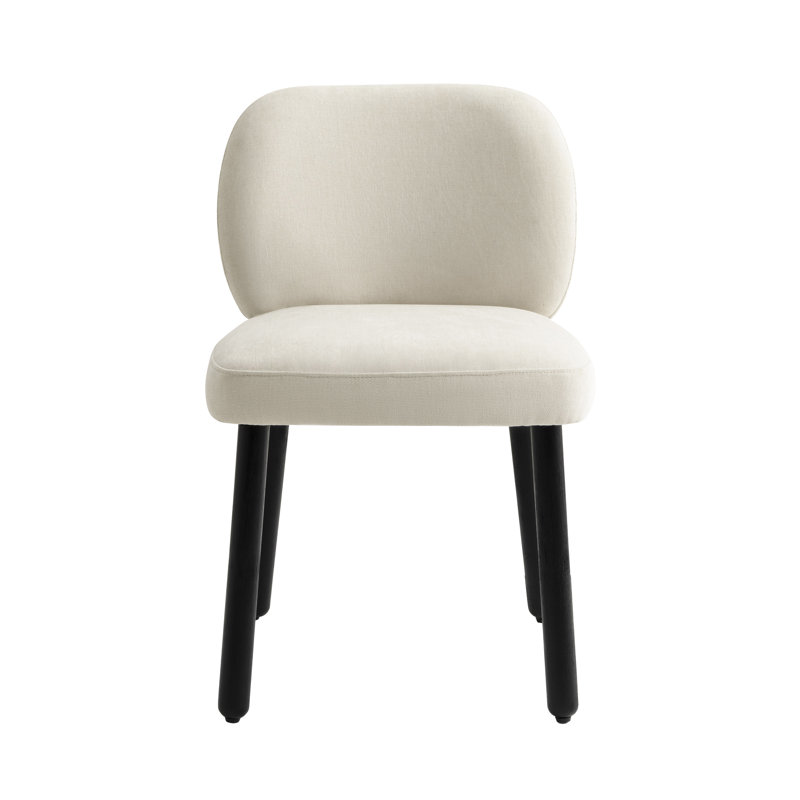 Foxy Textured Fabric Dining Chair, Cream, Dark Brown