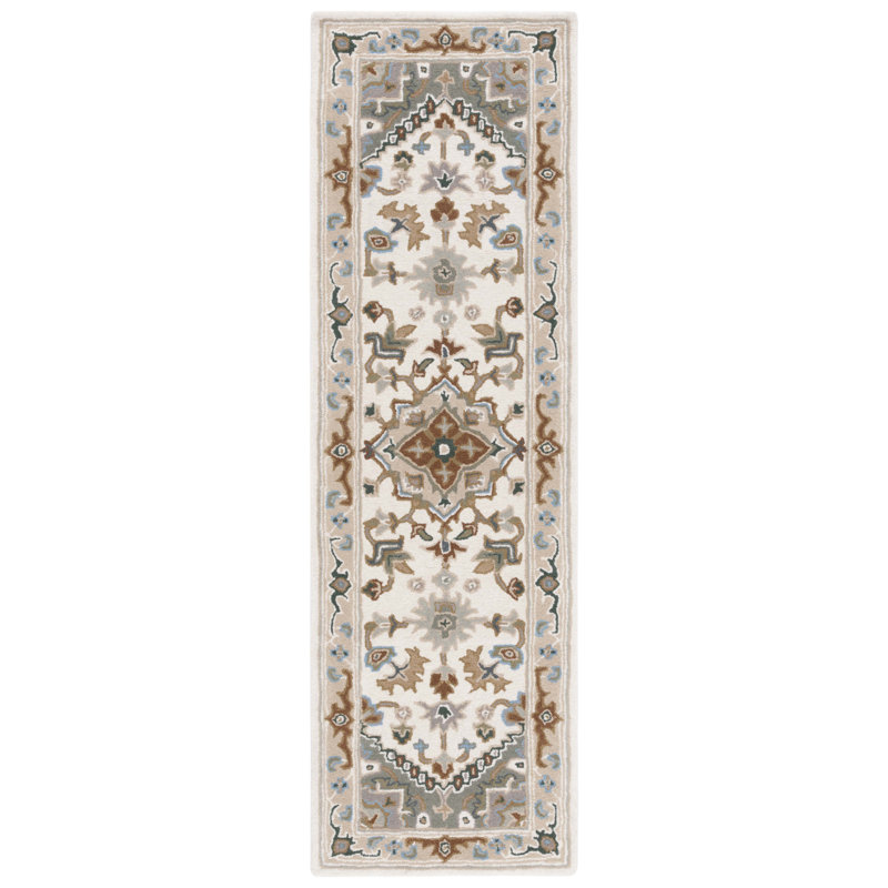 Tapis ivoire / bleu marine en laine touffeté à la main Lauron Ralph Lauren Preston, Tapis de couloir 2 pi 3 po x 8 pi