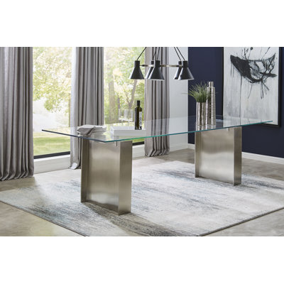 Grietje Glass Top Metal Base Dining Table