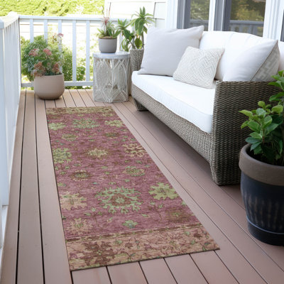 Machine Washable Indoor/Outdoor Xhevrie Pink Rug