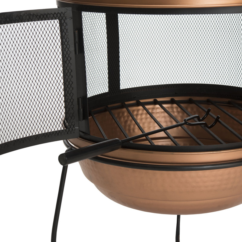 Lima Copper and Black Hammered Iron Wood Burning Chiminea
