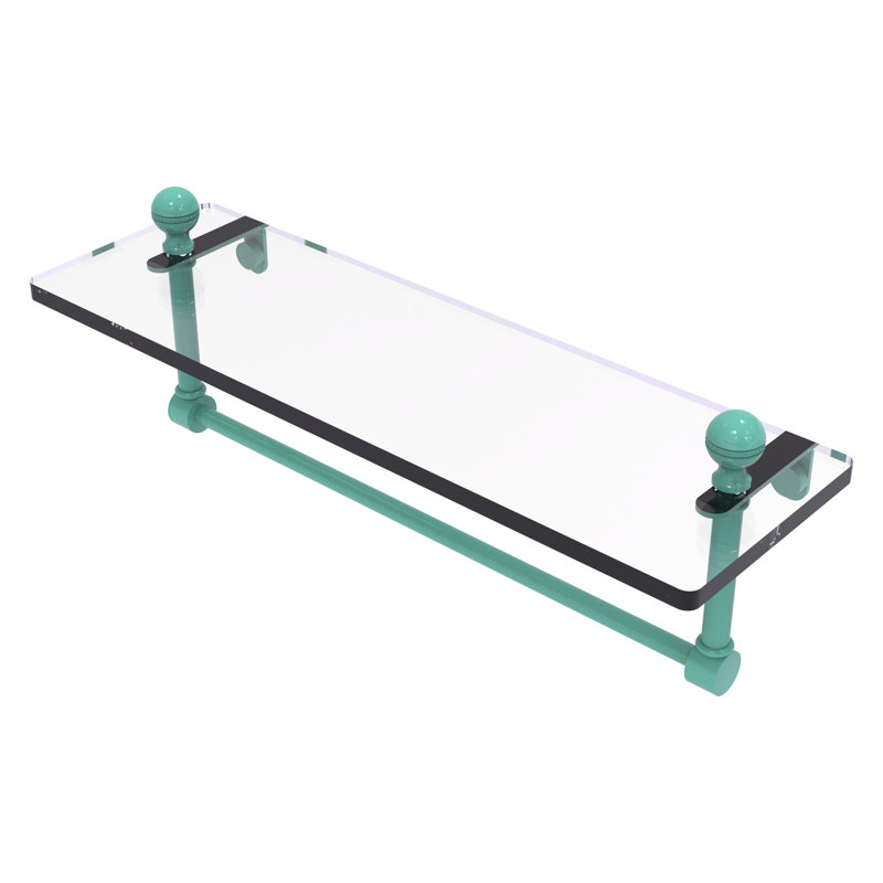 Tablette de meuble-lavabo en verre Mambo avec barre à serviettes intégrée MA, H 5 po x l 16 po x P 5 po, Vert écume de mer