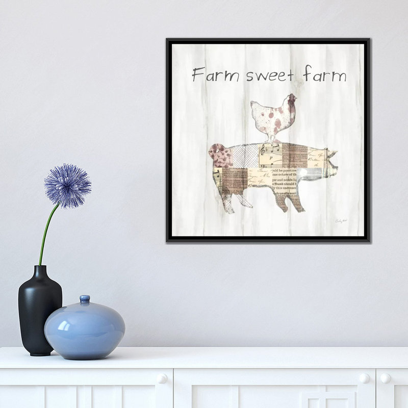 « farm family vii », impression sur toile, H 18 po x l 18 po x P 1,5 po, Toile avec cadre flottant noir, Pas de tapis