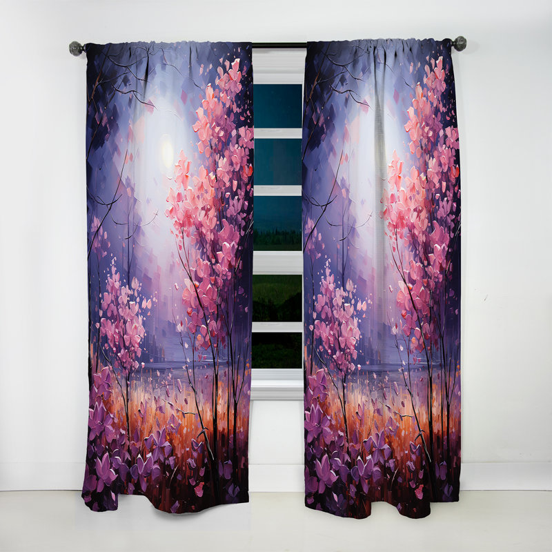 Gurkamal - Rideau lilas - Rideau floral obscurcissant - 1 panneau, L 52 po x L 63 po