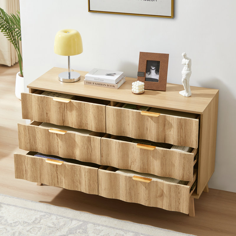 Crestside 6 Drawer 47.2" W Double Dresser, Beige