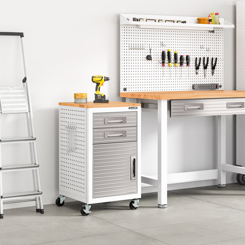 Seville Classics UltraHD 1-Door Rolling Cabinet, White