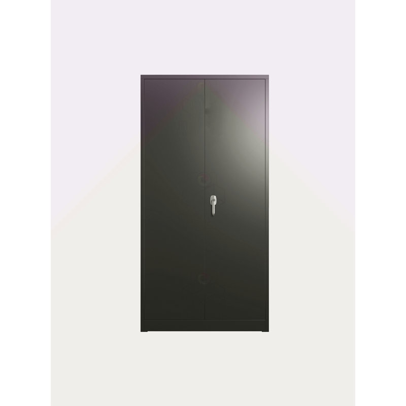 Armoire à outils 71 po en acier noir avec portes et 4 tablettes
