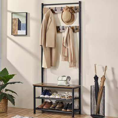 Kinston 28.5 " Wide Hall Tree with Shoe Storage and Shelves