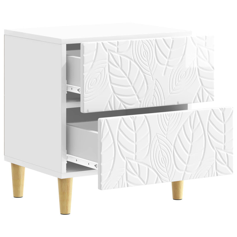 43cm W Composite Bedside Table, High Gloss White