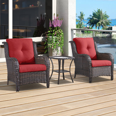 Schutt Polyethylene (PE) Wicker 2 - Person Seating Group with Cushions by Red Barrel Studio