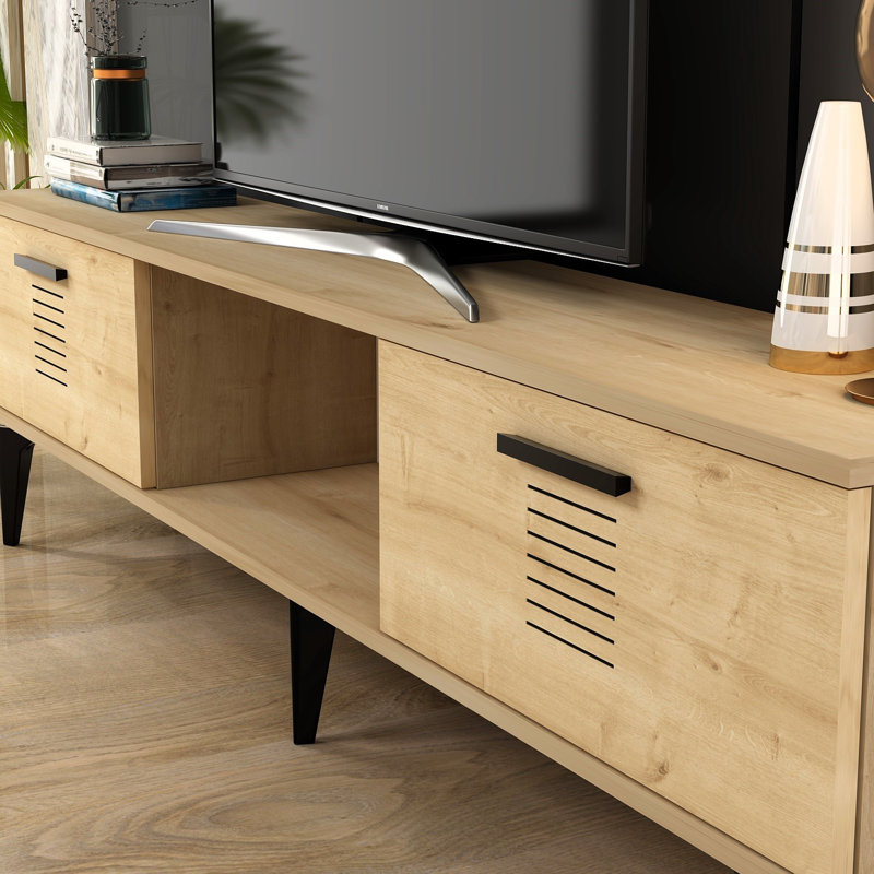 Meuble télé moderne en chêne saphir Catena de 59,1 po x 17,6 po x 11,6 po Catena | 100% panneau de particules enduit de mélamine, épaisseur: 0,7 pouce | Design élégant et fonctionnel pour le salon et les espaces de divertissement, durable et élégant