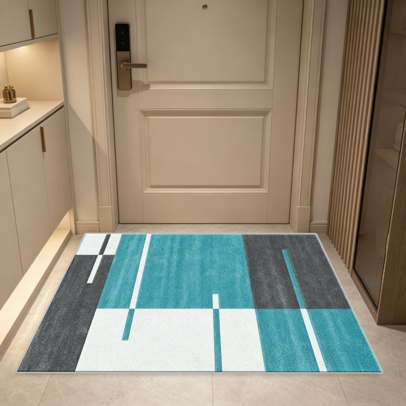 Teal and Black  area rugs for Living Room, Soft and Comfortable, Suitable for all seasons, easy to maintain, machine washable Indoor floor mat, Under Table Farmhouse suitable for Bedroom, Dining Room, Study,  Balcony, Home Decor Patio