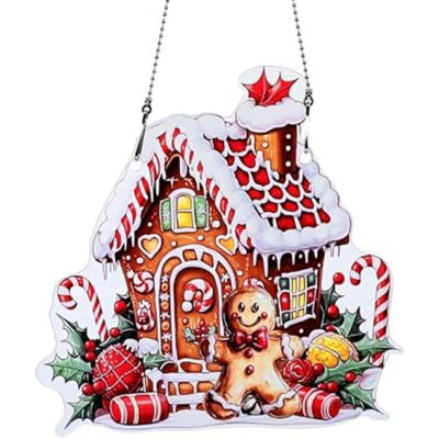 Gingerbread Man Ornaments Colorful Window Hanging Decorations Home Wall Decor For Indoor Outdoor