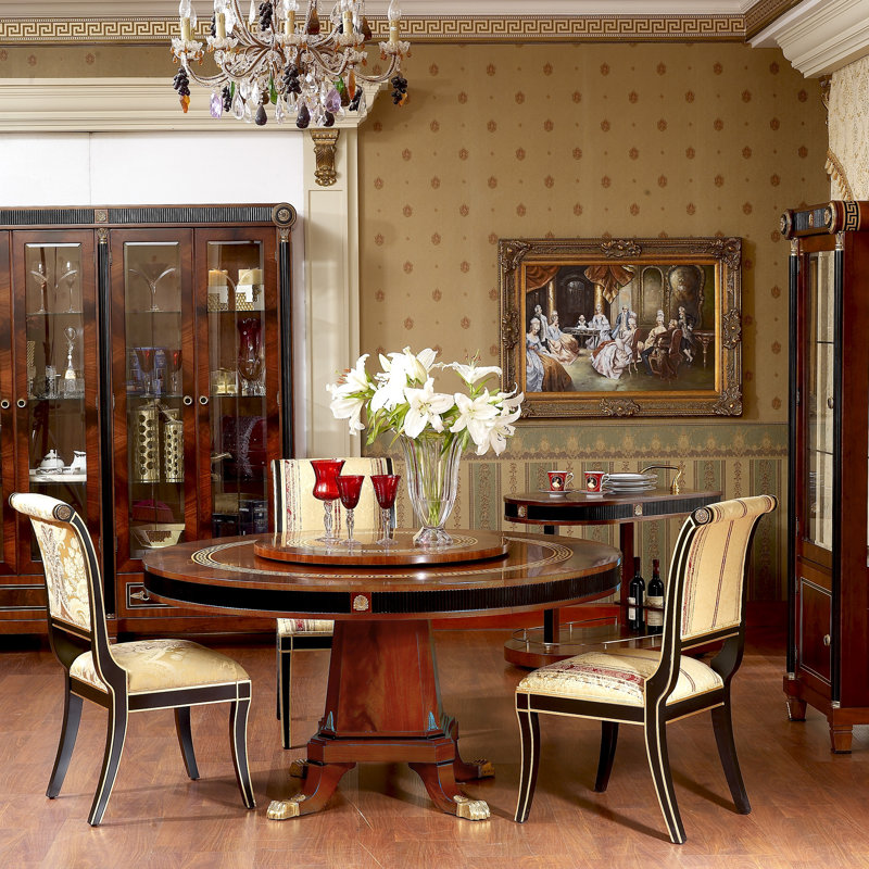 Giovanni Round Solid Wood Dining Table, 71" W x 71" L