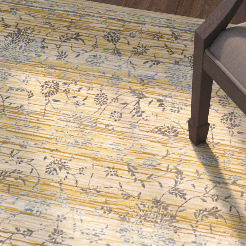 Tapis brun à motif floral Lazerek, Rectangle 8 pi 6 po x 11 pi 6 po