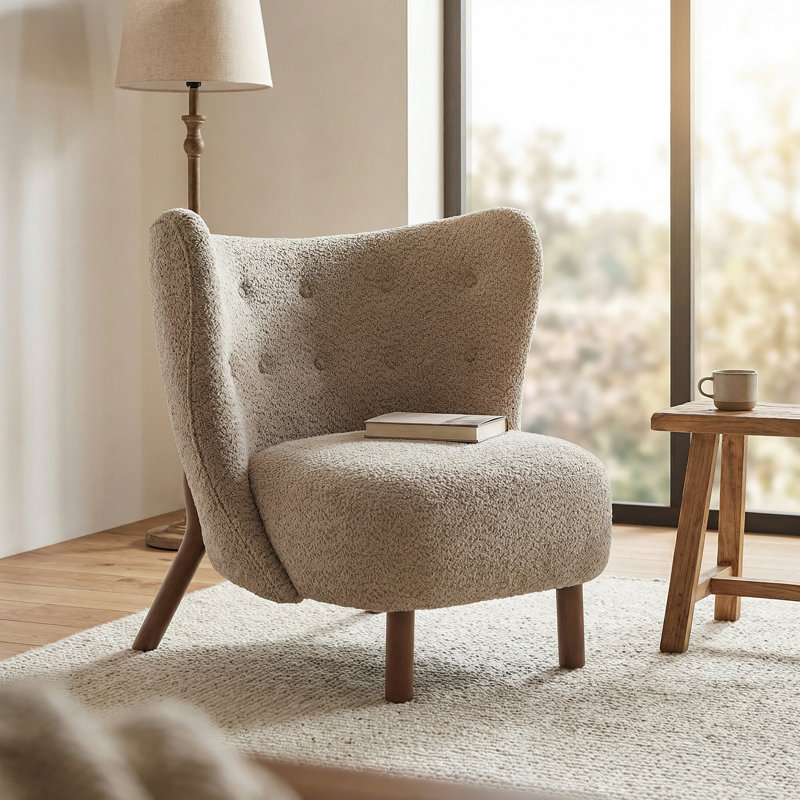 Chaise d'appoint rembourrée Aurora, Marron clair