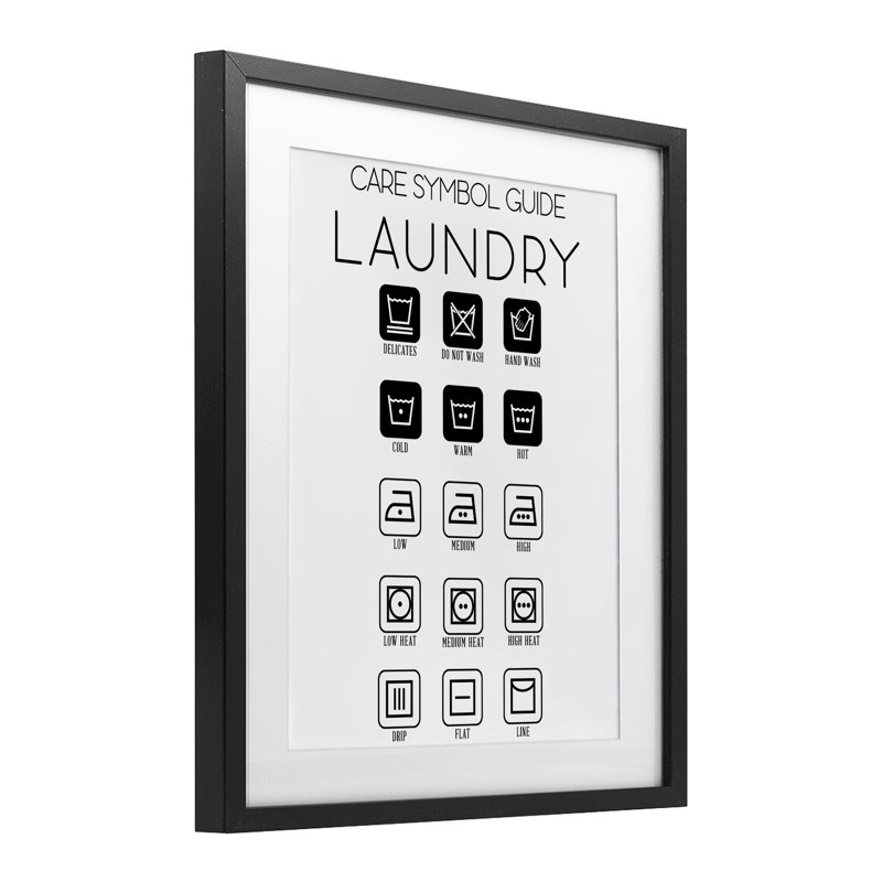 «Laundry Care Symbole Guide», impression encadrée sous verre, conception par SD Graphics Studio, H 16 po x l 13 po