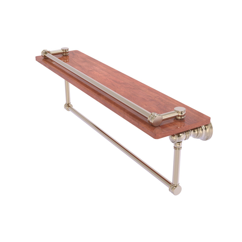 Tablette en bois massif Freyja, H 5,54 po x l 22 po x P 7,4 po, Étain antique