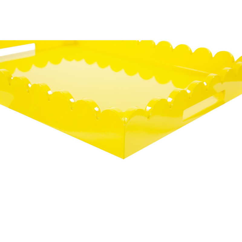 Plateau rectangulaire en bois festonné Hindley, Jaune