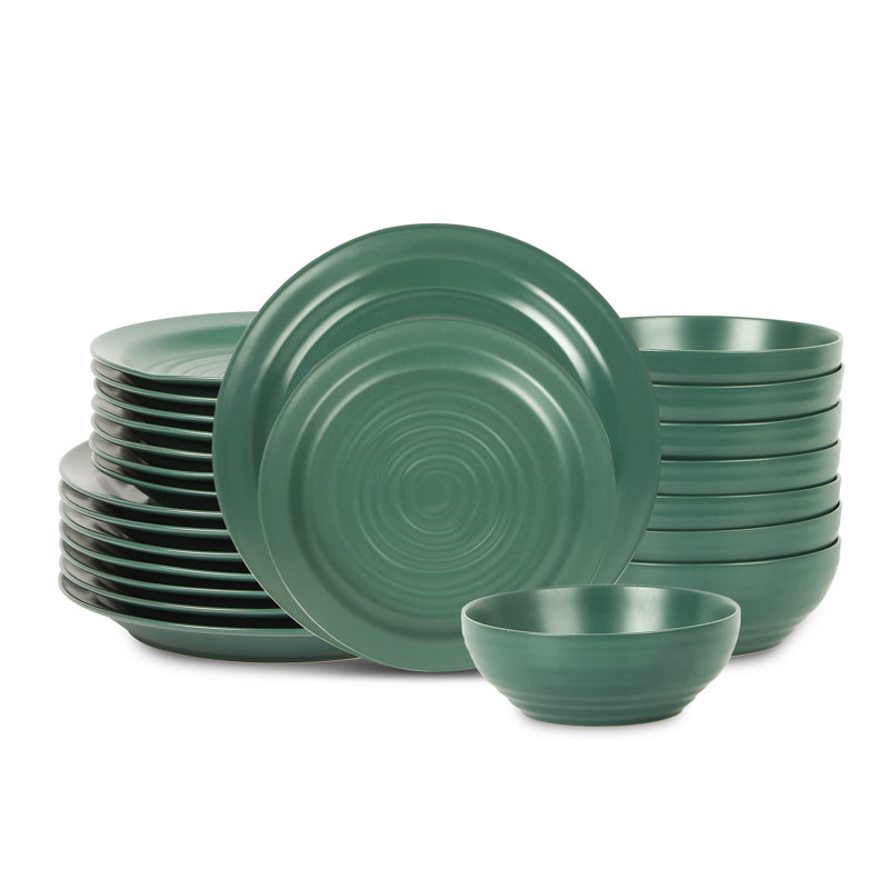 Stone Lain Orbit 24-Piece Dinnerware Set Stoneware, Green