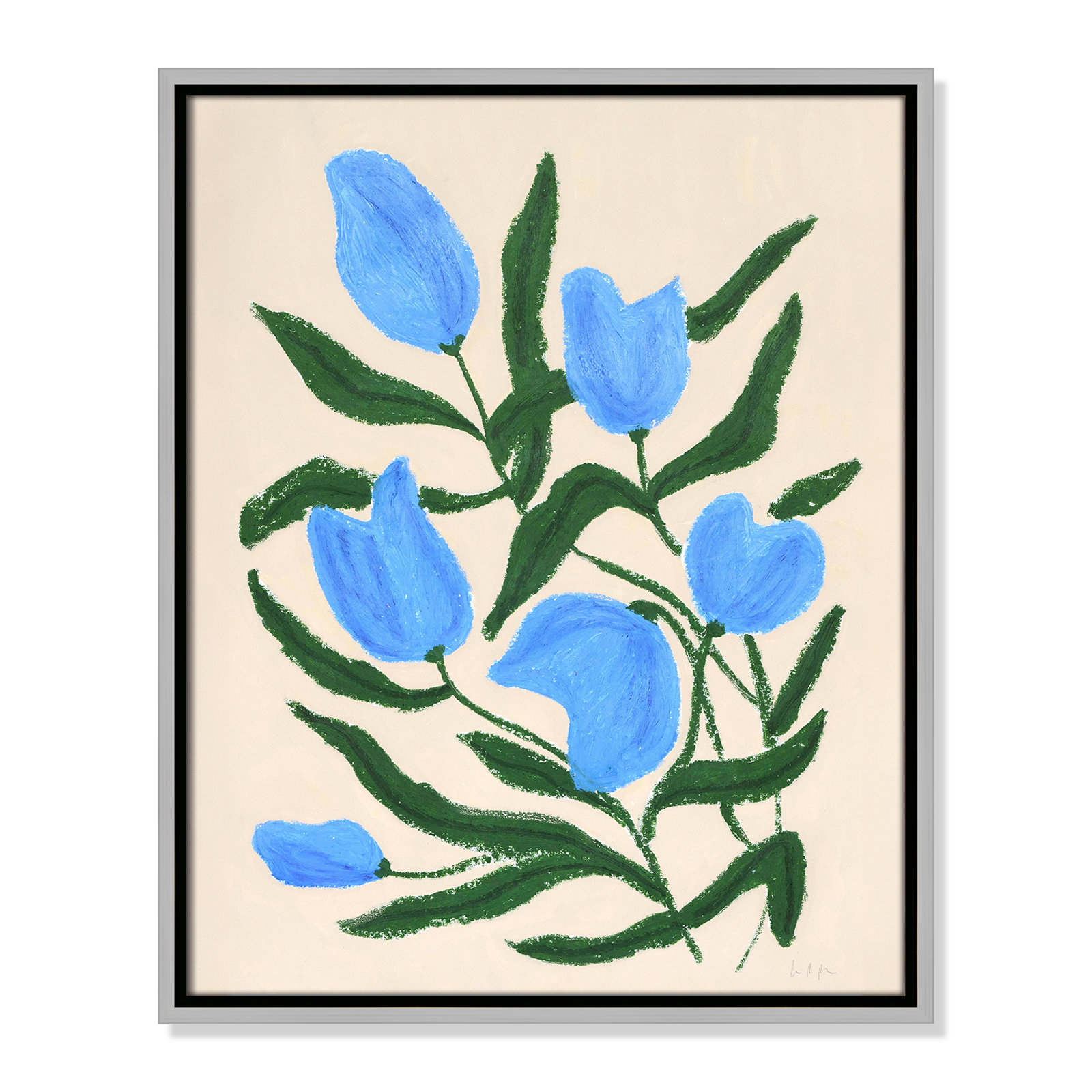 Blue Tulips Print by Camilla Bergqvist, 21.5" H x 17.5" W, Silver