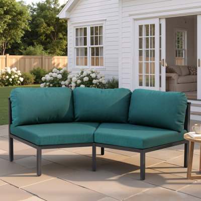 2 People Aluminum Outdoor Patio Sectional Sofa Set 