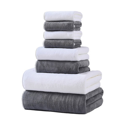 Ensemble de 8 serviettes de bain - Serviettes très absorbantes pour la salle de bain, 2 serviettes de bain, 2 serviettes à main, 4 débarbouillettes