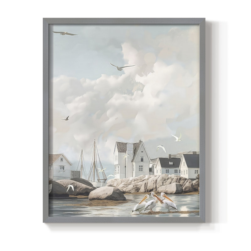Fisherman's Way IV Framed Print - Solid Wood, 11" H x 9" W, Gray