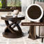 Table de bout ronde en bois rétro, table d'appoint avec base en X pour salle à manger ou salon en famille-1125484145