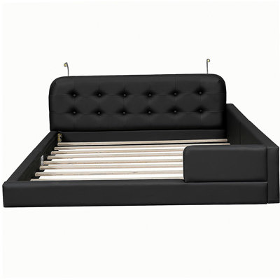 Queen-sized Soft Platform Bed with Two Reading Lamps