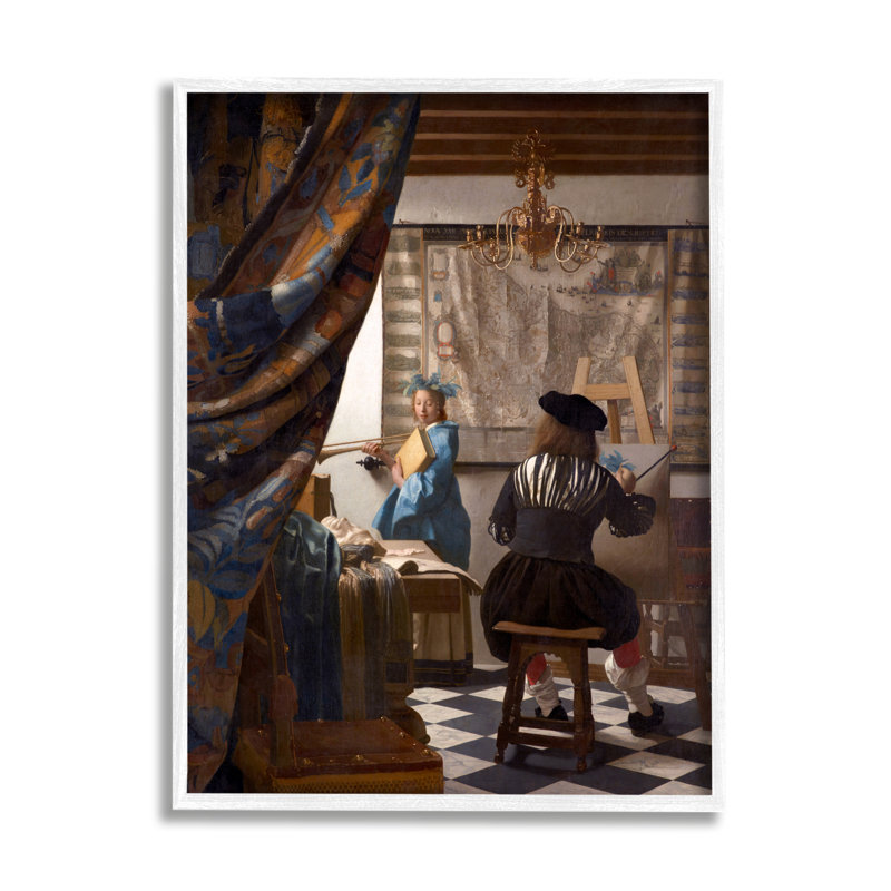 Allégorie de Jean Vermeer, portrait classique par One1000paintings - peinture sur toile à cadre flottant