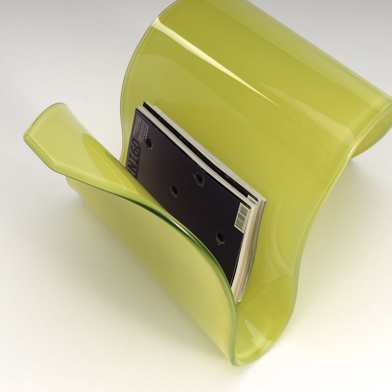 Alsfeld Glass Free Standing Magazine Rack, Yellow