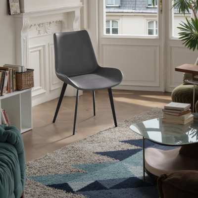 Chaise rembourrée en cuir de 20 po de largeur avec cadre en métal