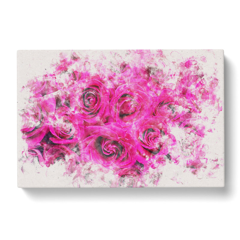 Wall Of Bright Pink Roses - Wrapped Canvas Print, 50cm H x 76cm W x 3cm D