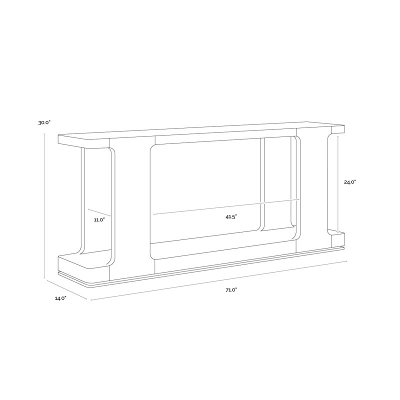 71'' W Console Table, Dark Brown
