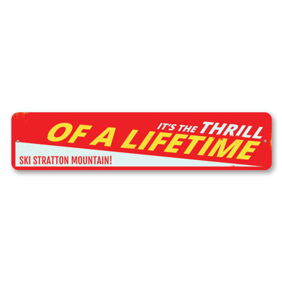 Enseigne en aluminium «Ski Thrill Of A Lifetime»