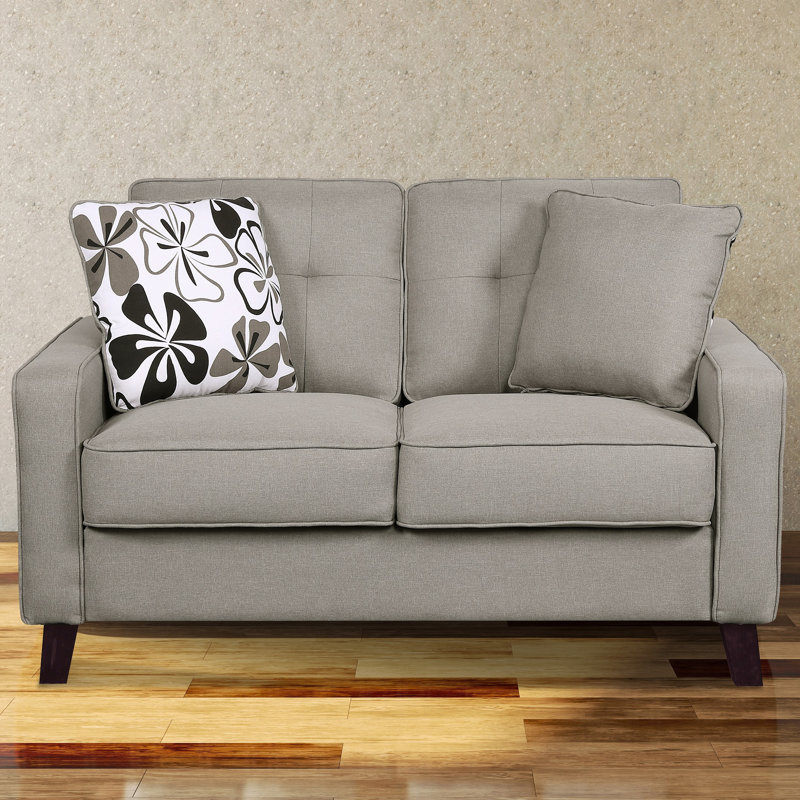 Carmenlita 51" Linen Square Arm Loveseat, Light Brown